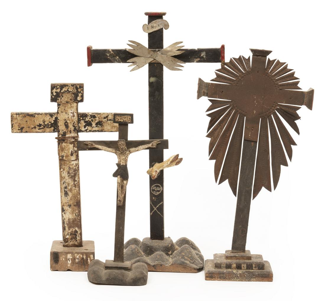 Four Painted Wood Crucifixes (1 of 3)
