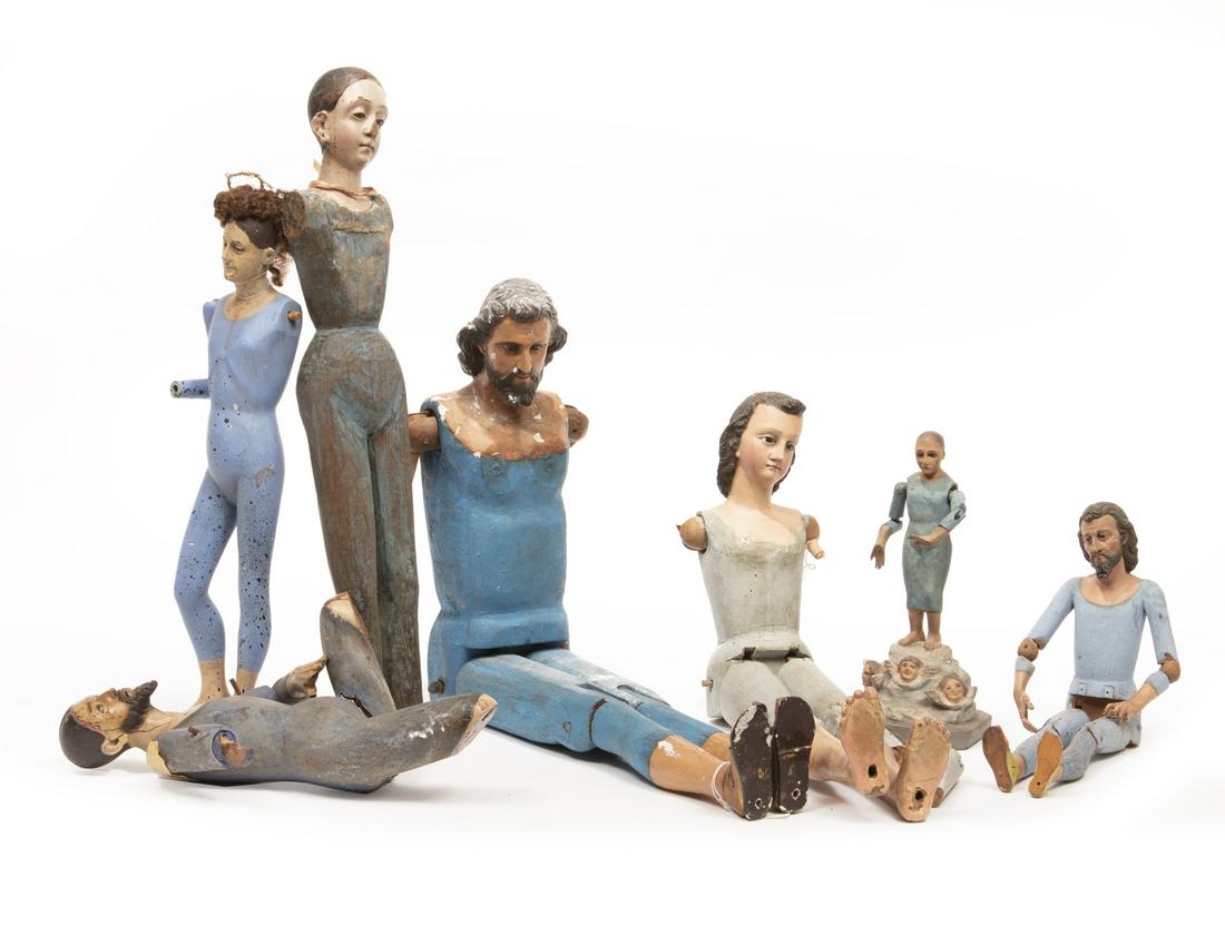 Seven Antique Carved and Painted Santos Figures (1 of 4)