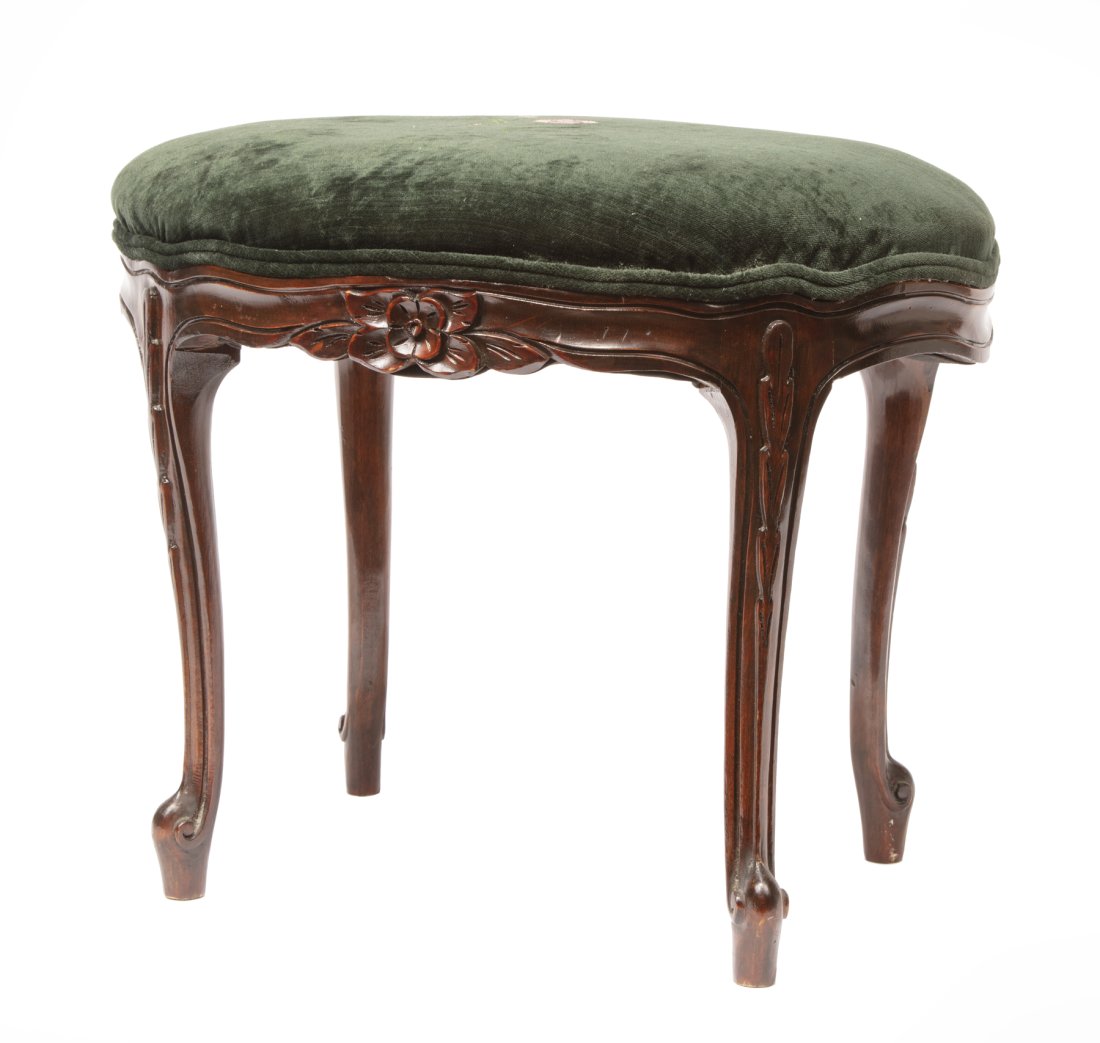 American Rococo Carved Rosewood Footstool (1 of 4)