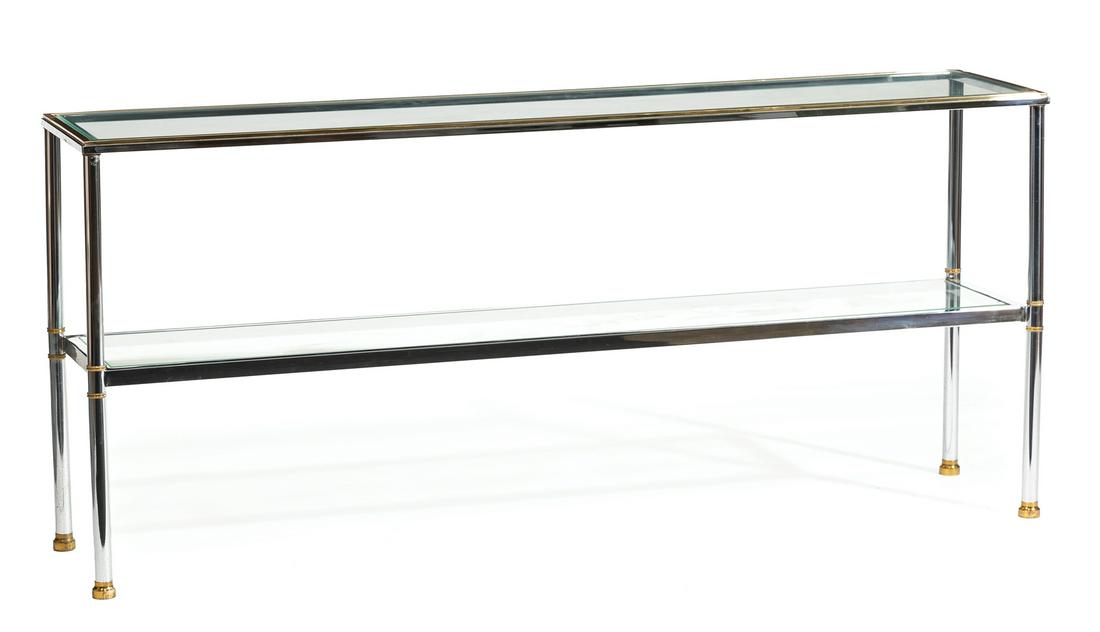 Jansen-Style Chrome and Glass Console Table (1 of 2)