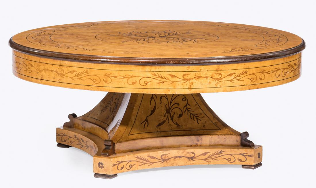 Biedermeier-Style Burlwood, Marquetry Low Table (1 of 3)