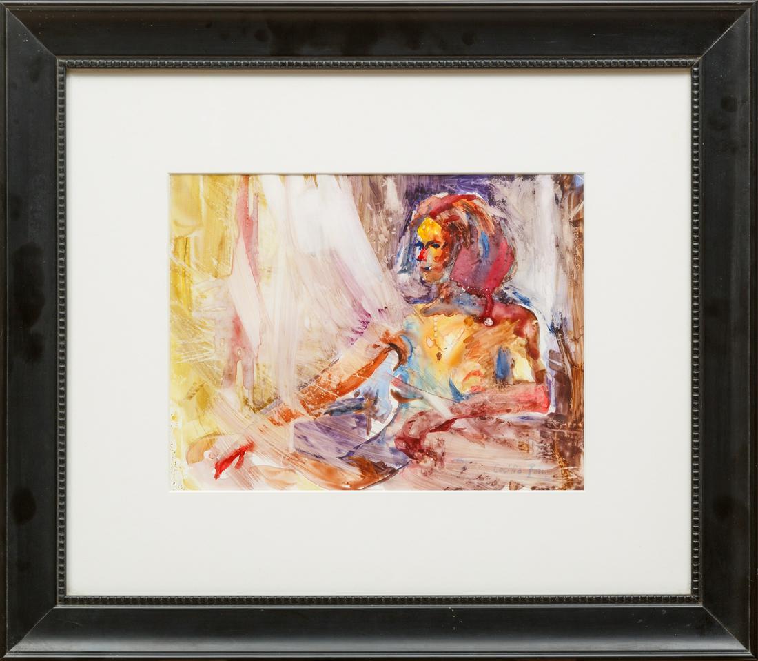 Cecilia Feng (Taiwanese, 20th c.): Cecilia Feng (Taiwanese, 20th c.), "Nude", mixed media on paper, signed lower right, 10 in. x 13 in., framed. Condition: Overall good condition. Ext. Frame: 20 1/4 in. x 23 1/4 in. x 1 1/4 in.