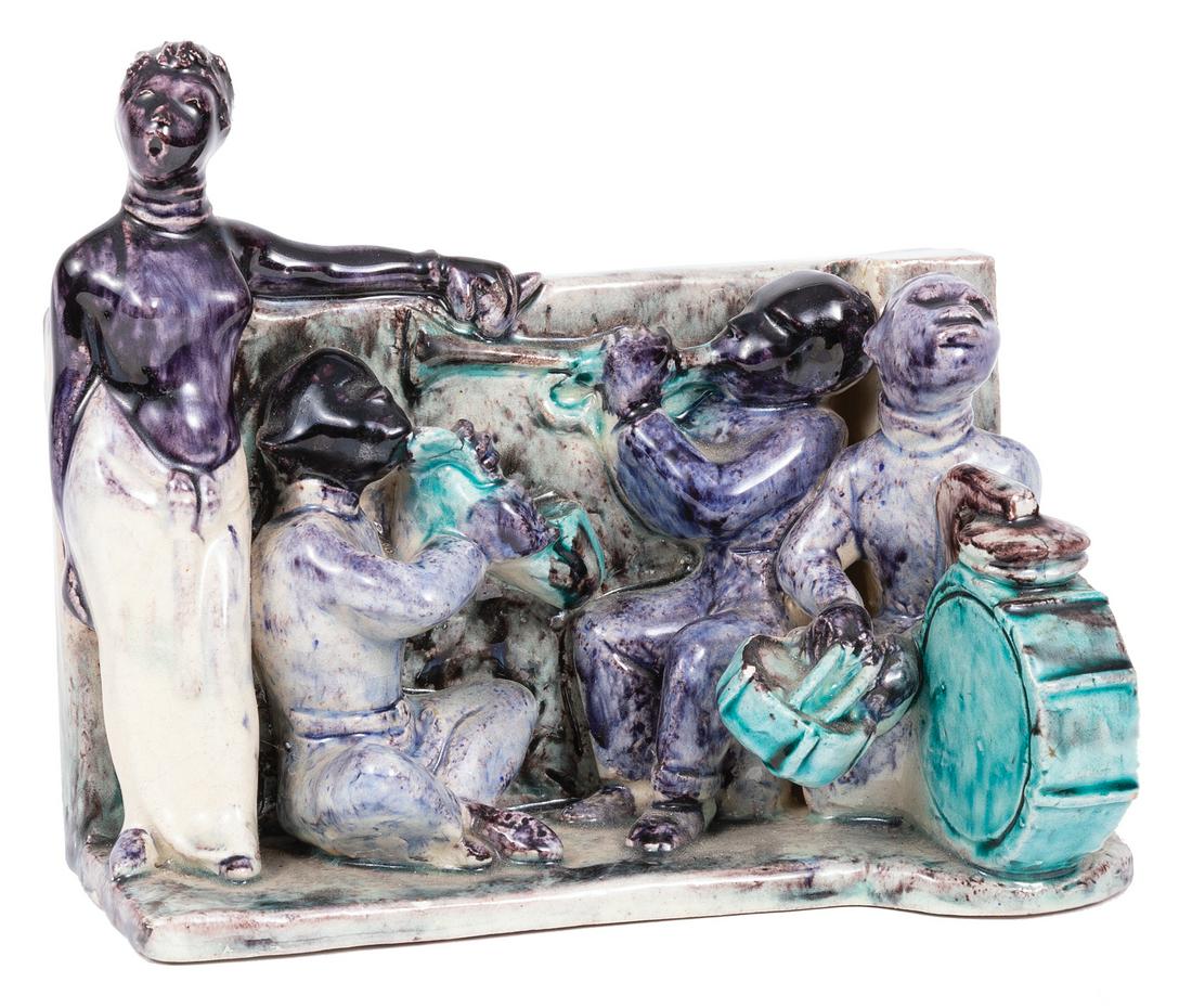 Italian Art Deco Glazed Pottery Jazz Band (1 of 2)