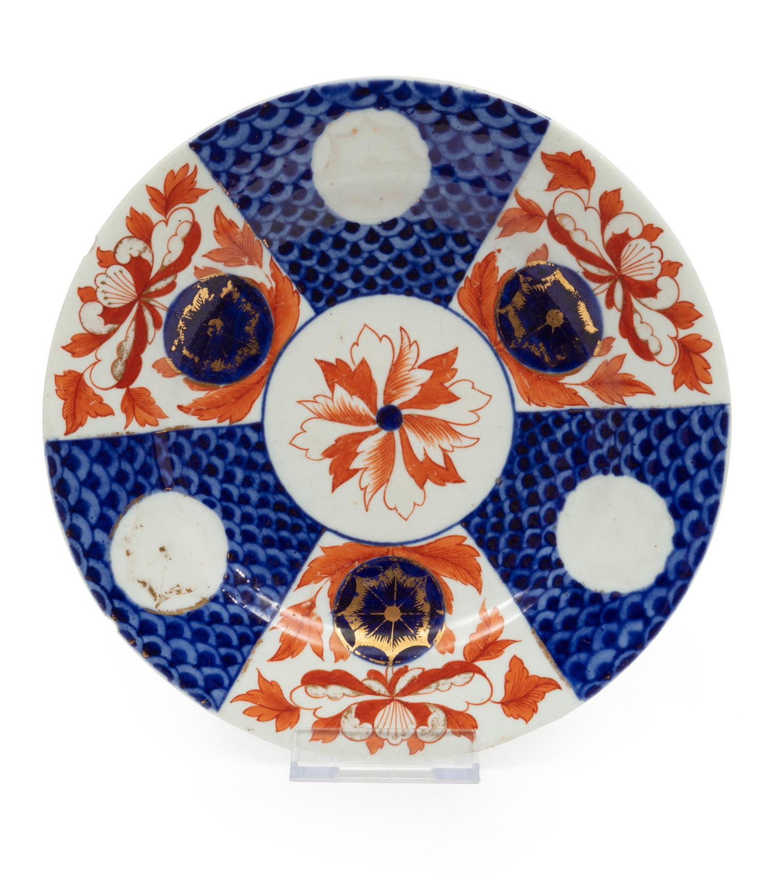 Meissen Polychrome and Parcel Gilt Plate: Meissen Polychrome and Parcel Gilt Plate, late 19th c., marked, dia. 8 1/2 in.
