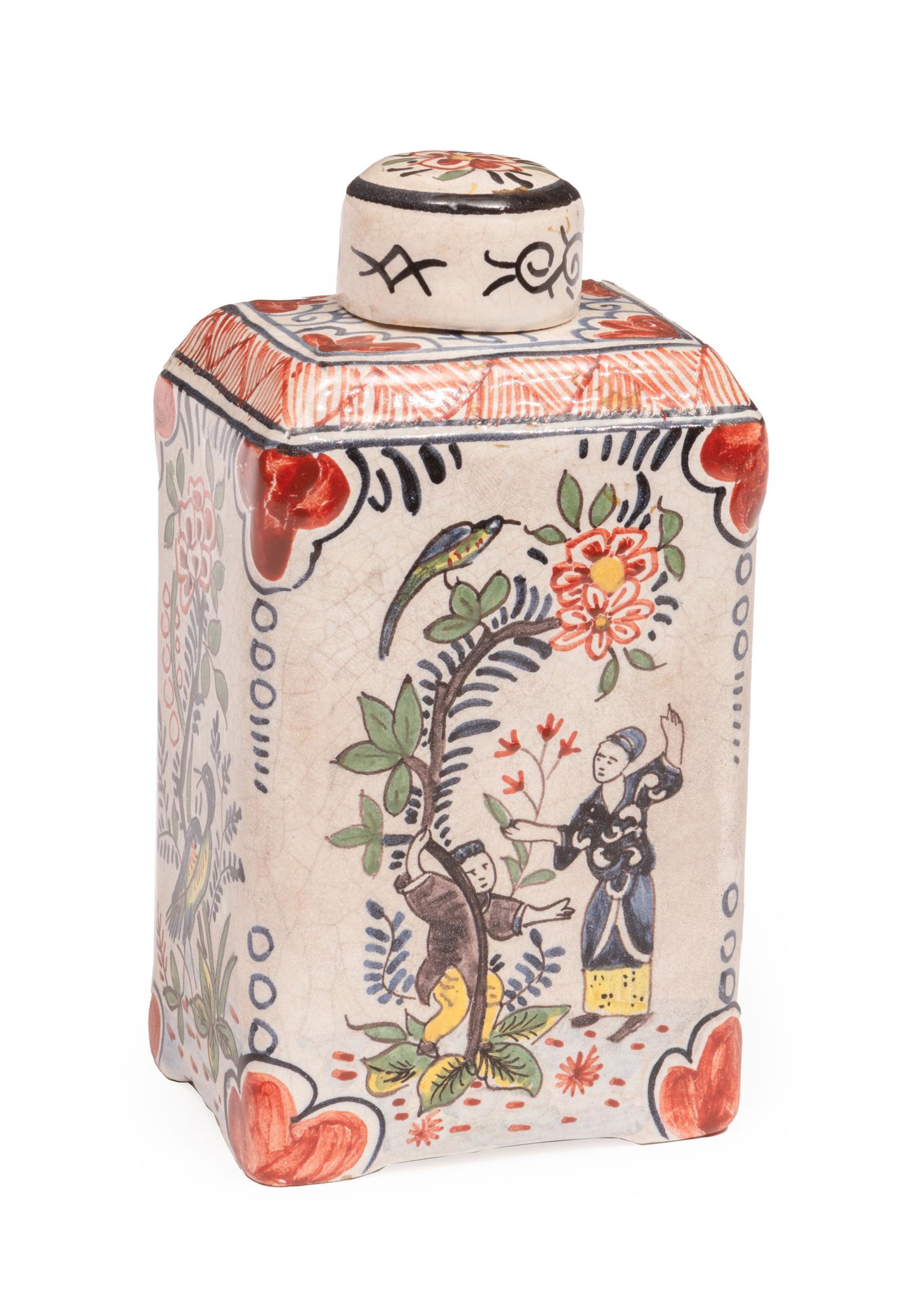 Delftware Polychrome Lidded Bottle (1 of 3)