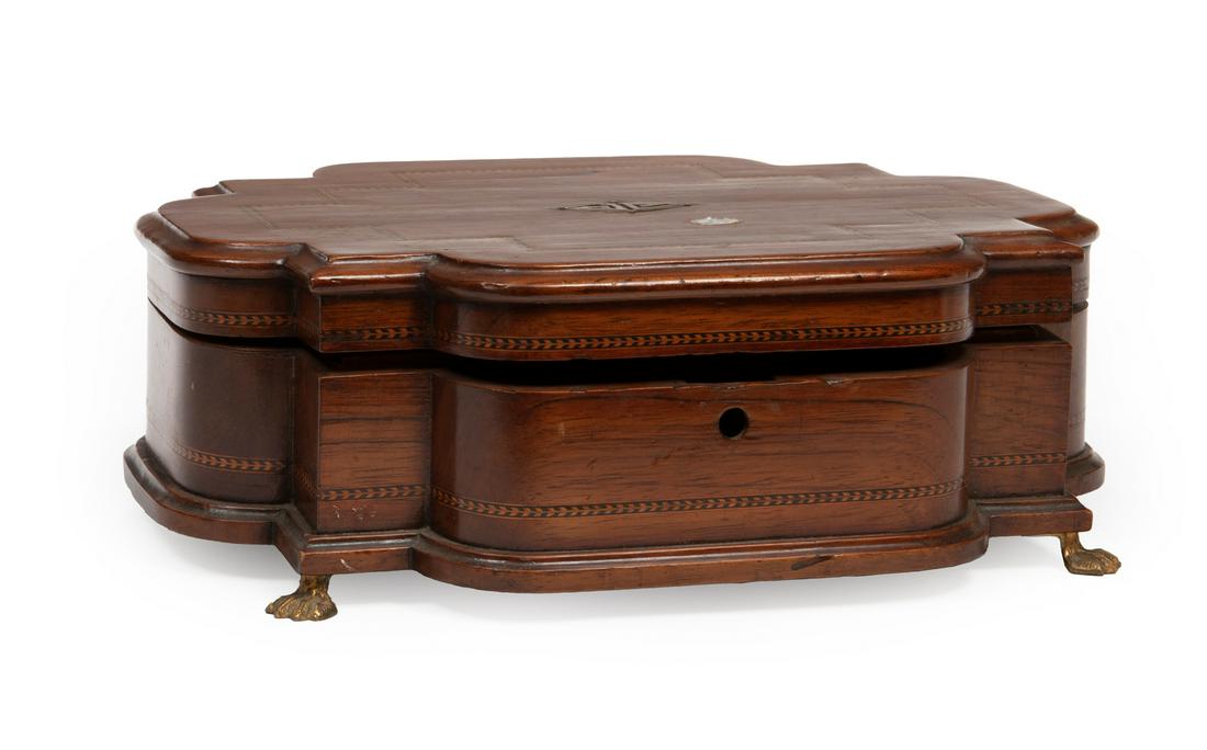 Brass-Mounted Inlaid Mahogany Dressing Table Box (1 of 3)