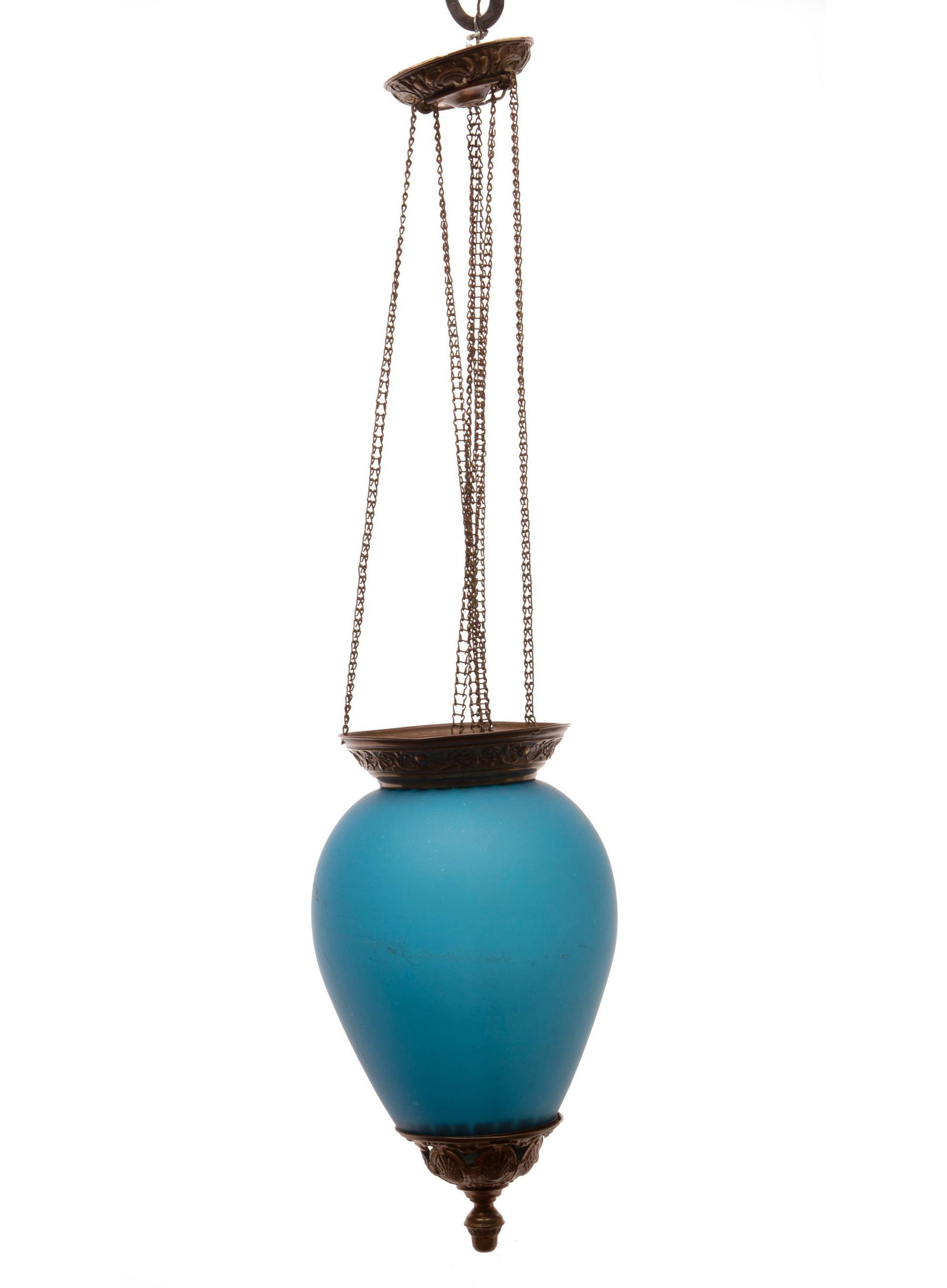 French Blue Opaline Glass Hall Lantern (1 of 2)
