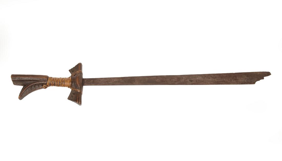 Indigenous Carved Wood and Metal Sword (1 of 3)
