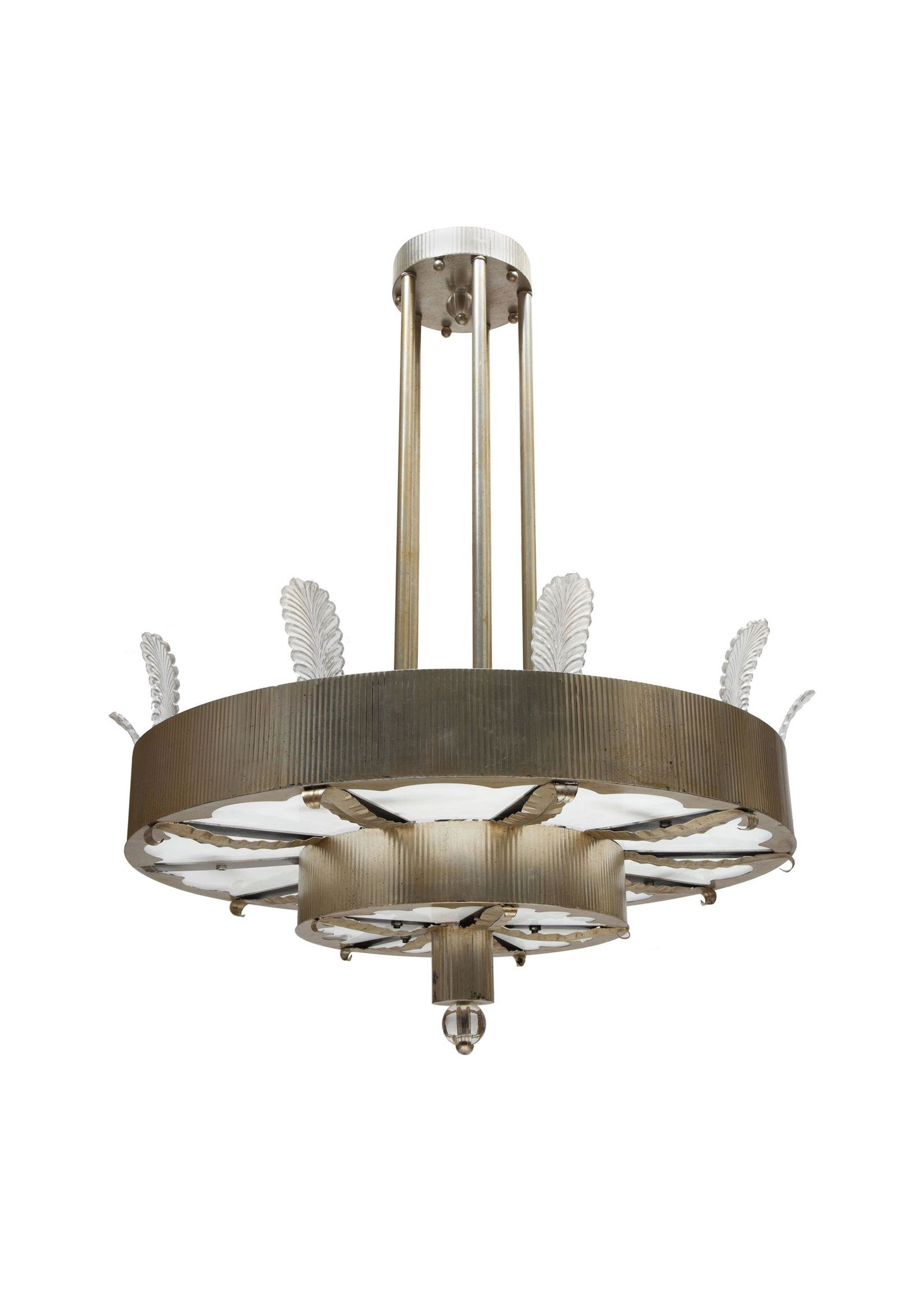 Silvered Brass and Glass Chandliers (1 of 2)