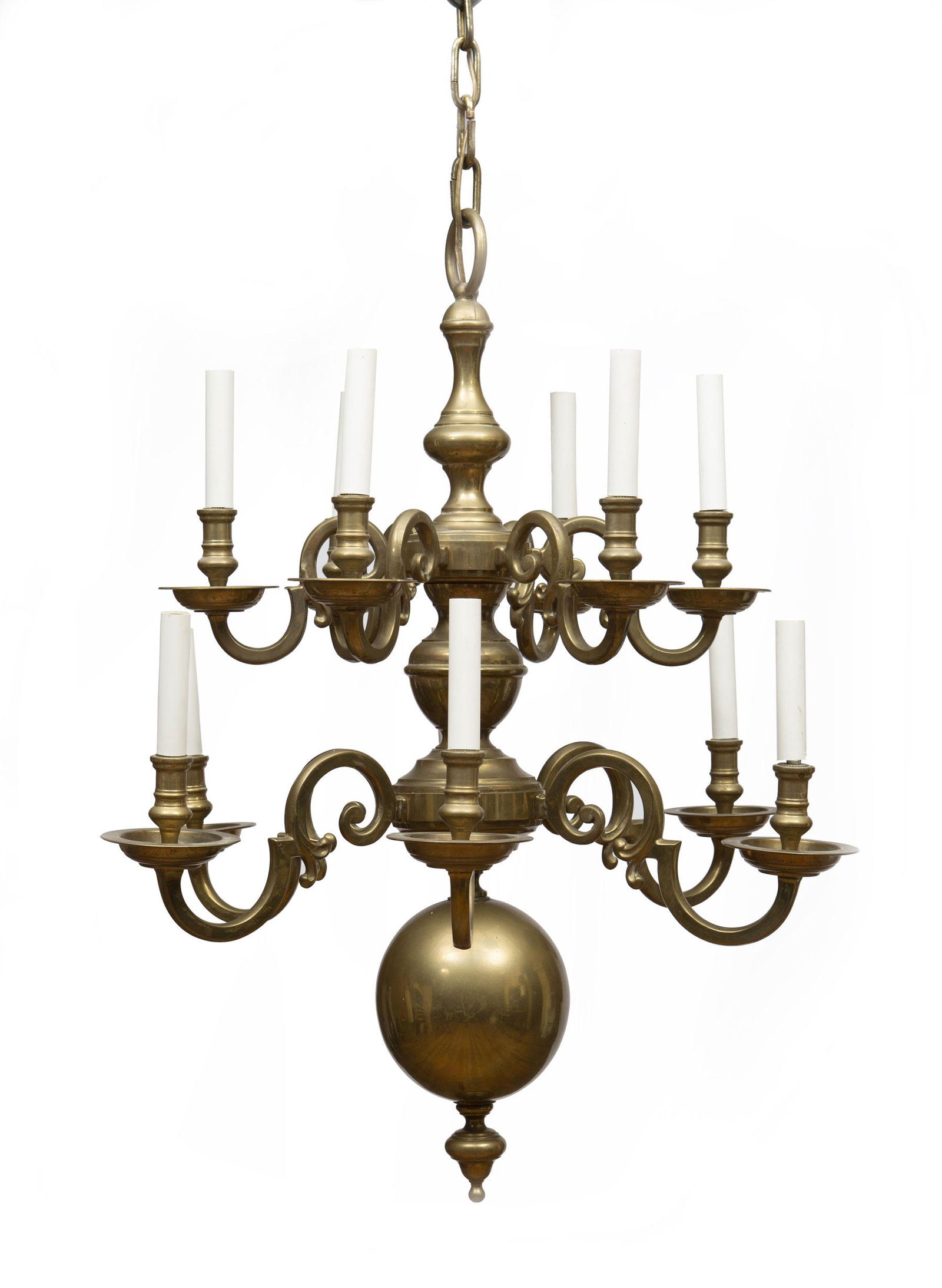 Dutch or English Brass Twelve-Light Chandelier (1 of 2)