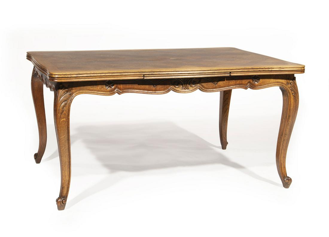 French Provincial Carved Oak Draw Leaf Table (1 of 3)