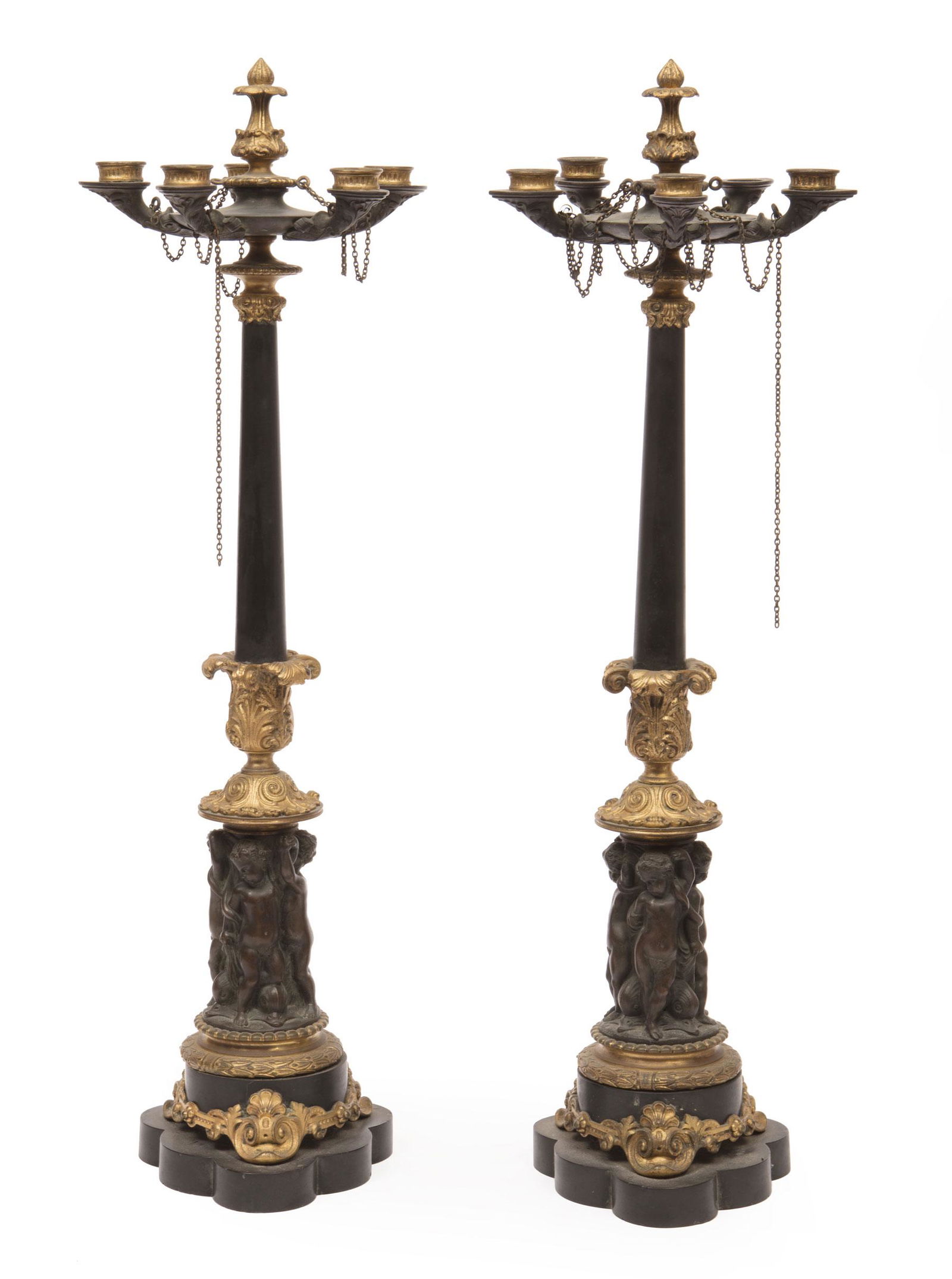 Louis Philippe Gilt, Patinated Bronze Candelabra (1 of 3)