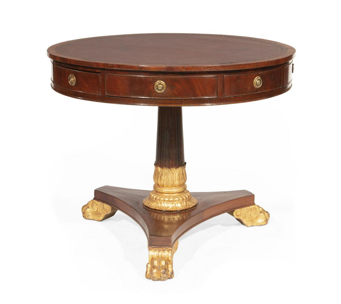 Regency Carved and Gilded Mahogany Drum Table (1 of 3)