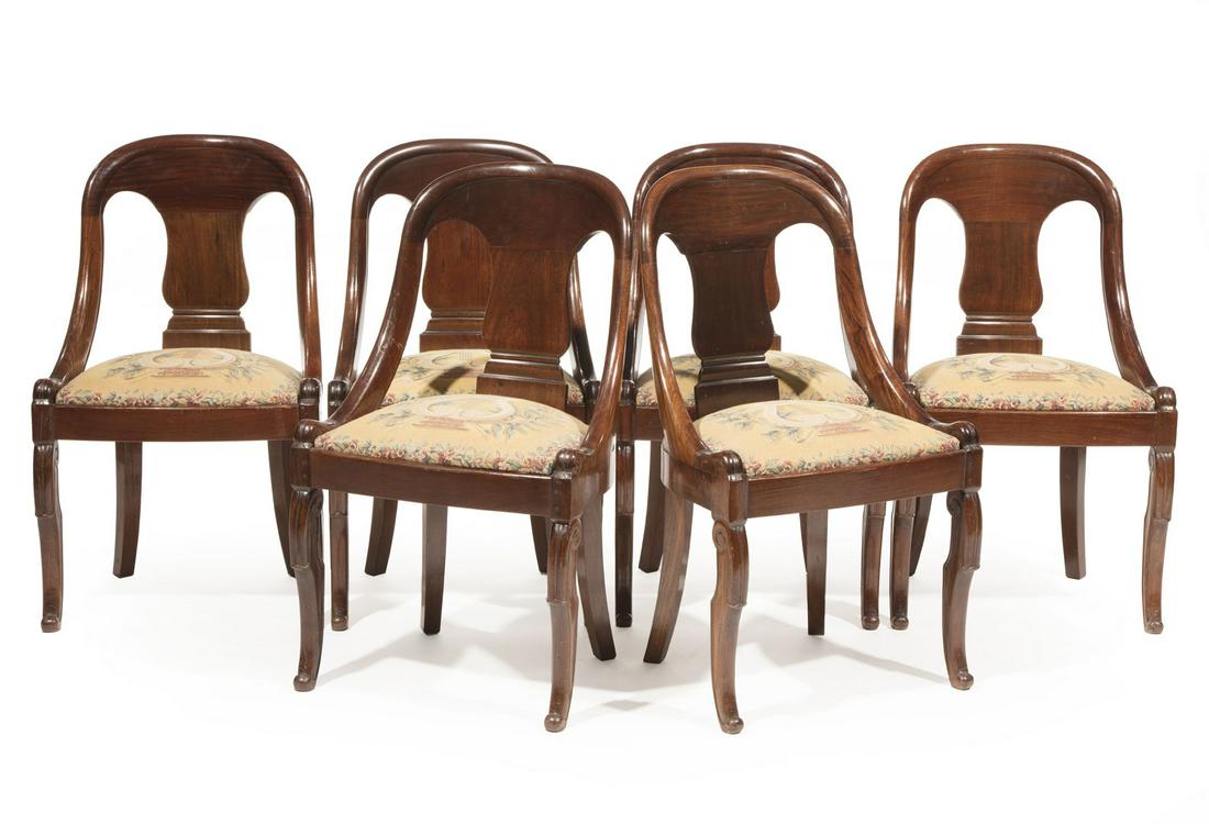 Six Restauration Mahogany Gondola Chairs (1 of 6)