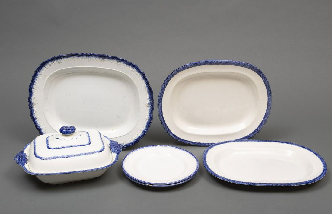 Staffordshire Pearlware Blue Dinnerware (1 of 3)