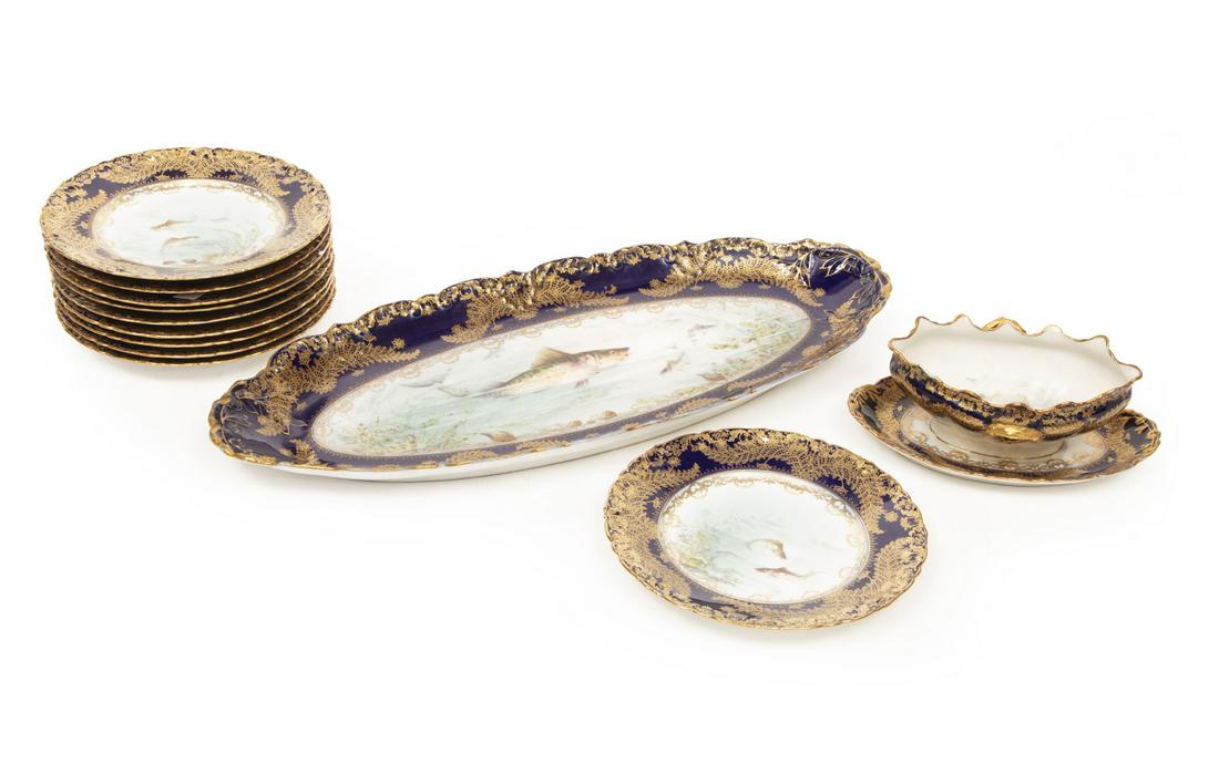 Limoges Porcelain Fish Service (1 of 4)