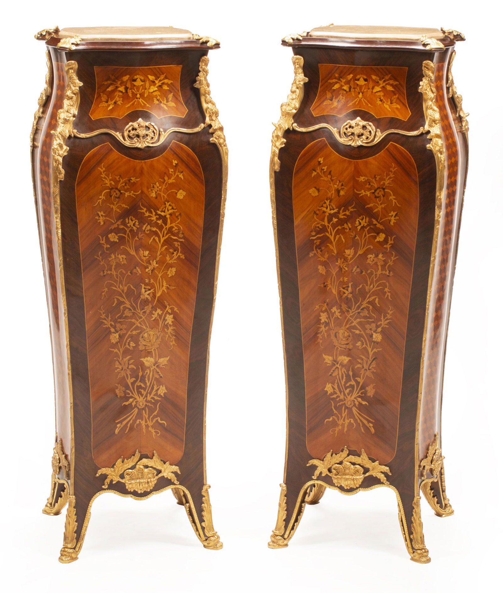 Louis XV-StyleKingwood  Bombe Pedestals (1 of 5)