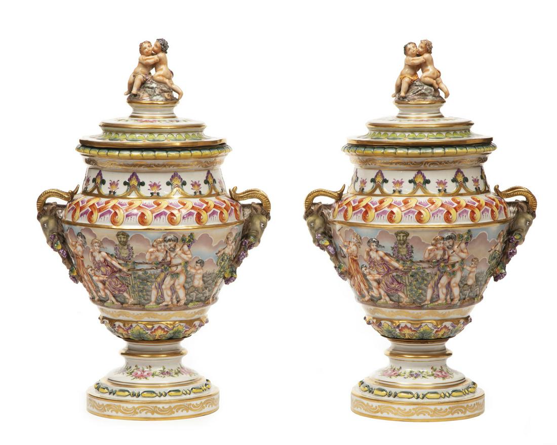 Capodimonte Porcelain Lidded Urns (1 of 5)