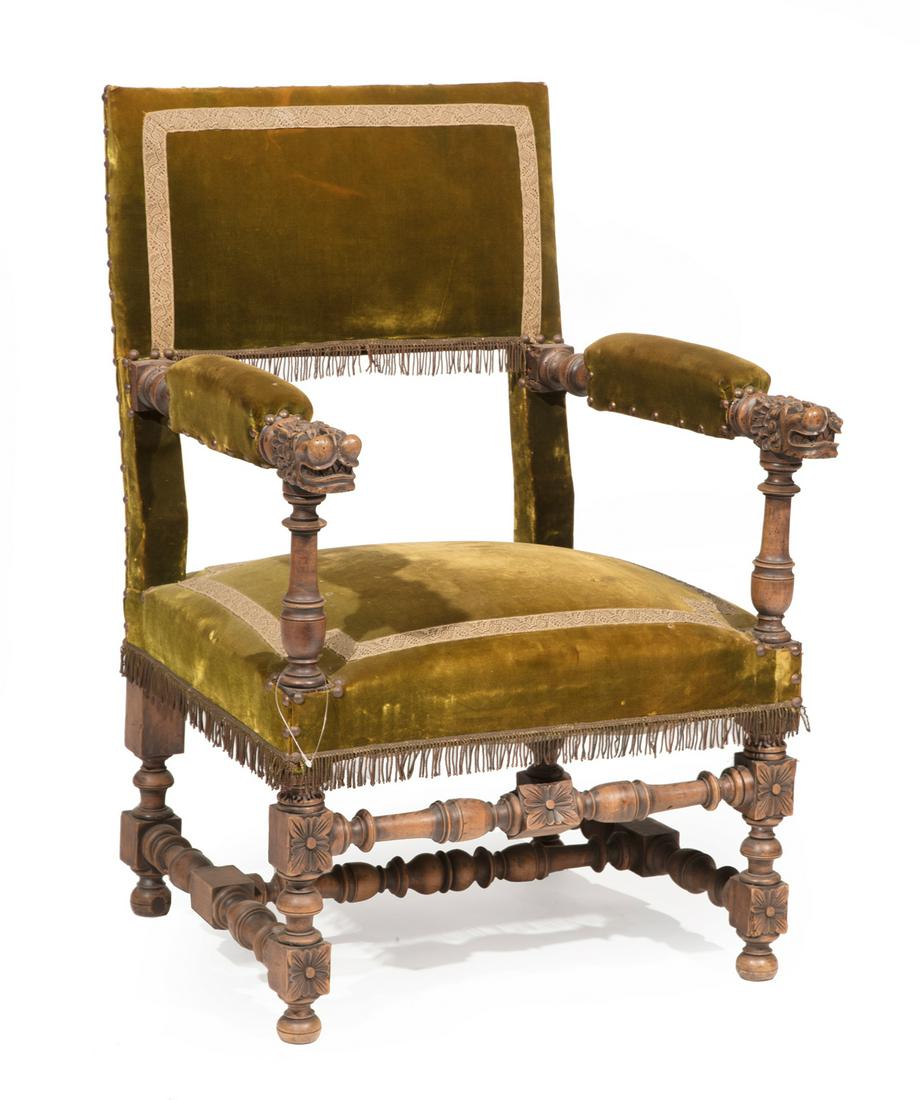 Continental Carved Walnut Armchair (1 of 4)