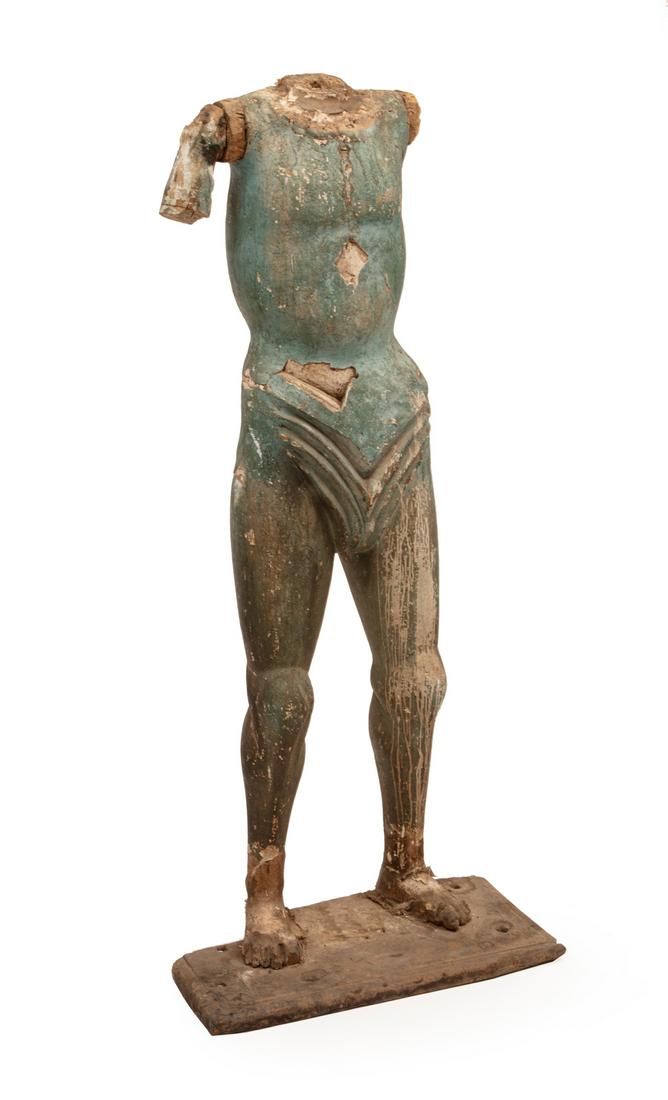 Large Continental Painted Wood and Plaster Figure (1 of 2)