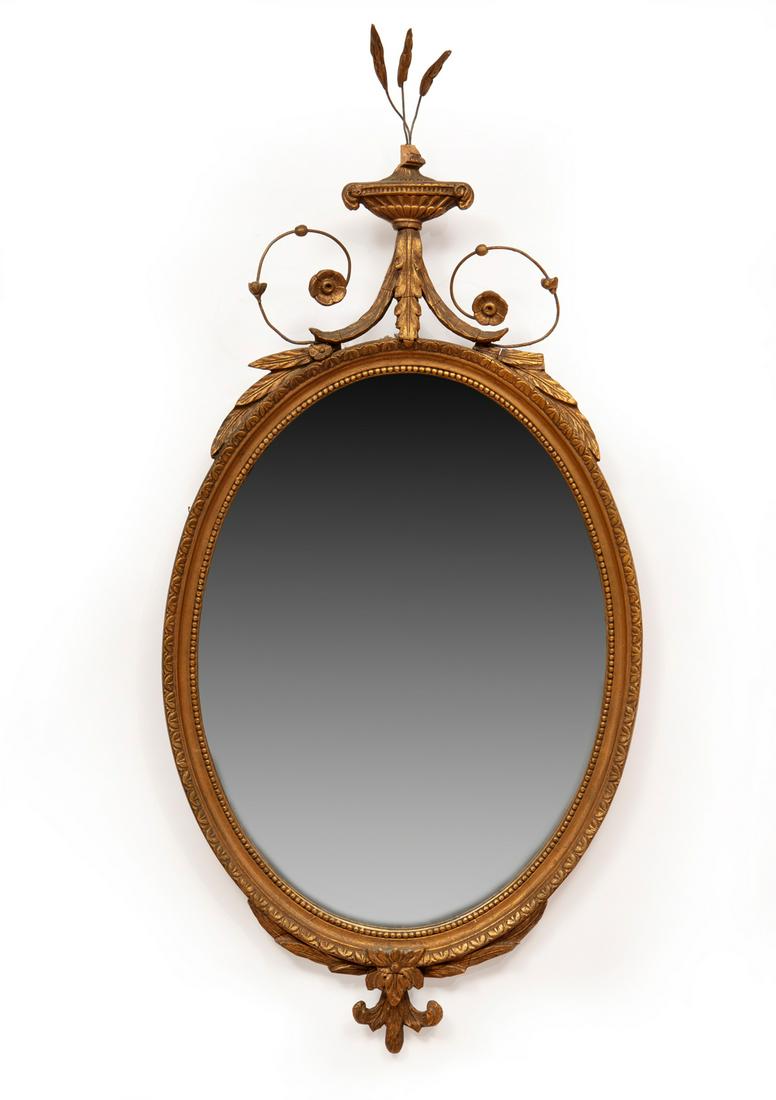 Neoclassical-Style Giltwood Oval Mirror (1 of 1)