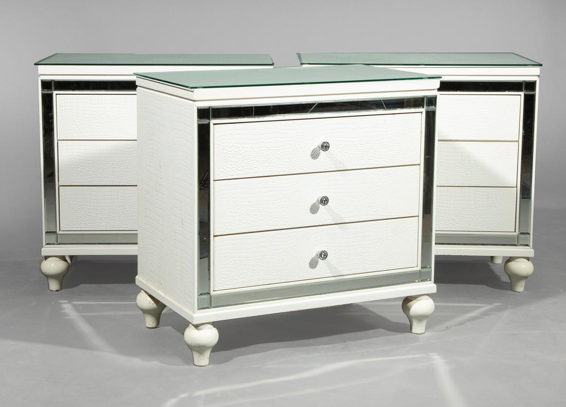 Mirrored and Faux Alligator Nightstands (1 of 3)