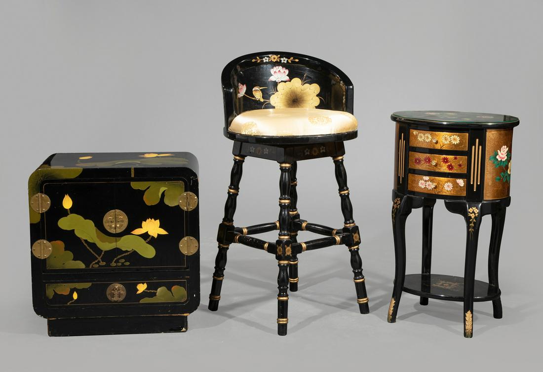 Group of Black Lacquer and Gilt Furniture (1 of 6)
