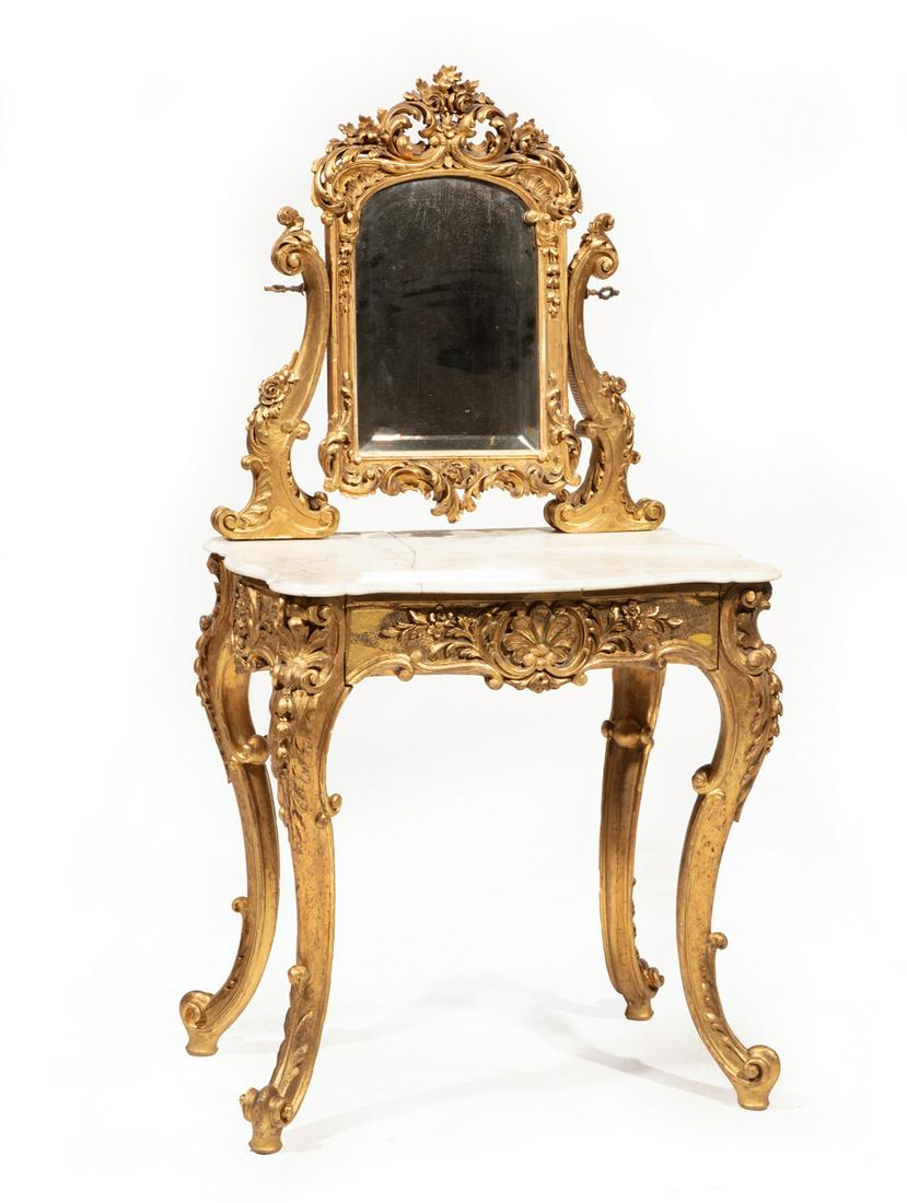 American Rococo-Style Giltwood Dressing Table (1 of 5)
