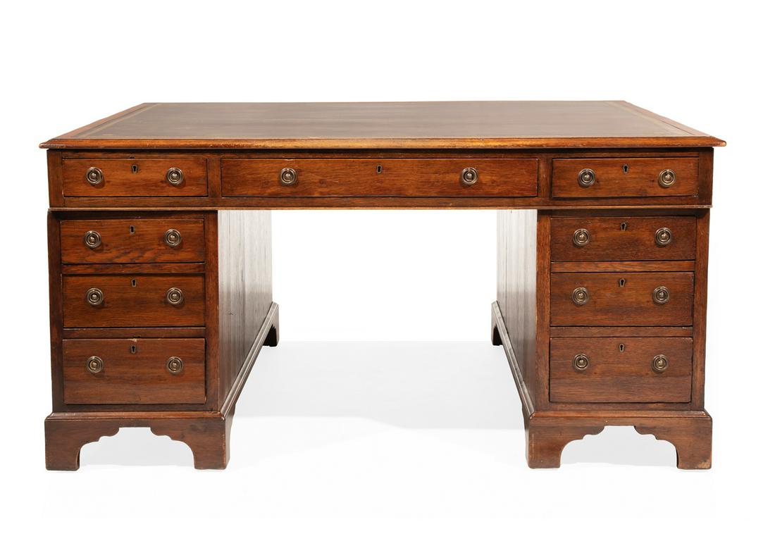 Georgian-Style Oak Partner's Desk (1 of 2)
