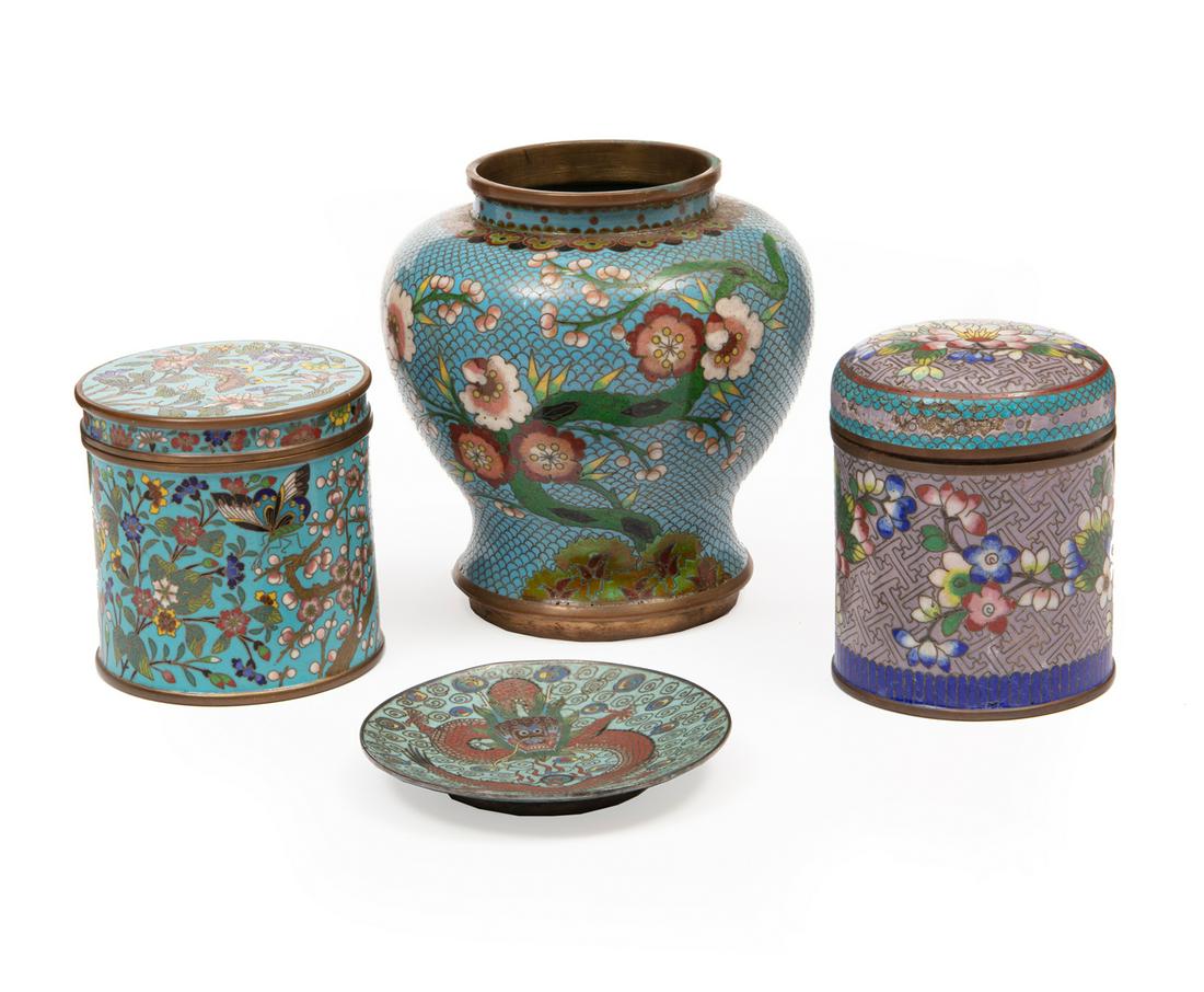 Four Chinese Cloisonne Enamel Table Wares (1 of 2)