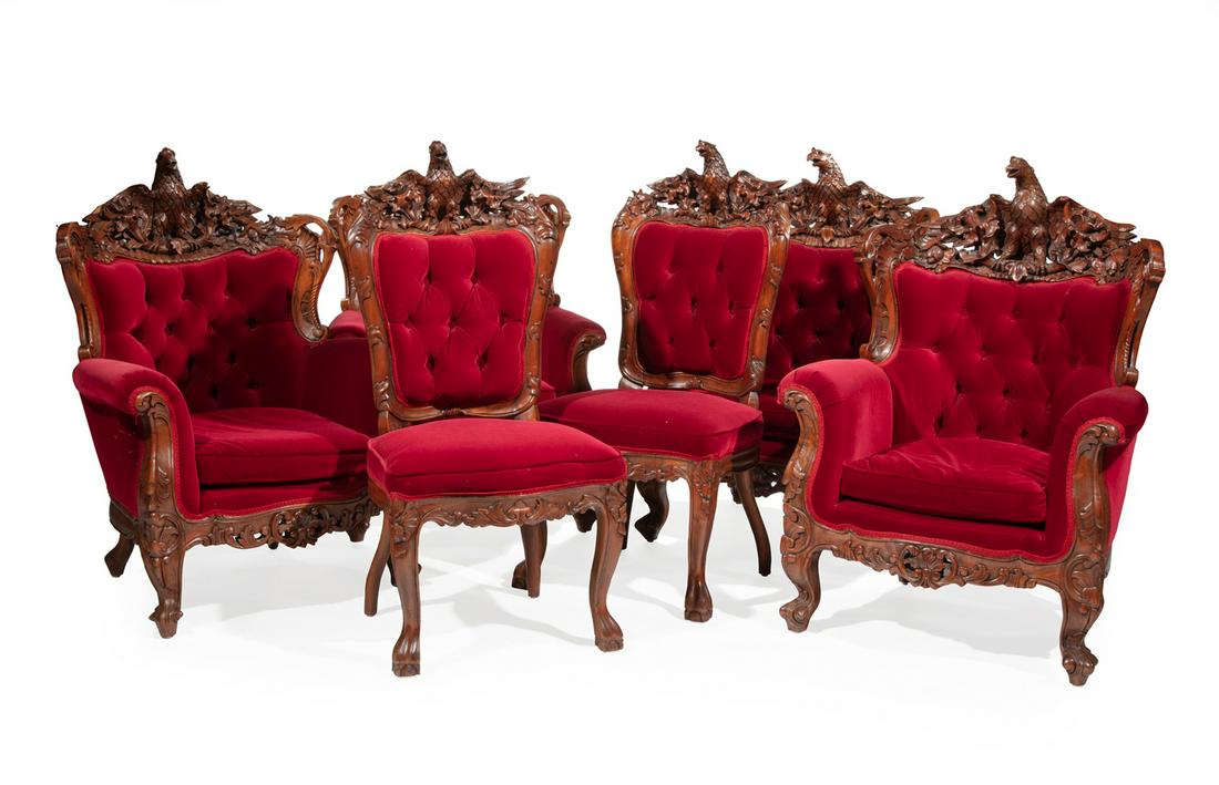 American Rococo Carved Oak "Eagle" Parlor Suite (1 of 7)