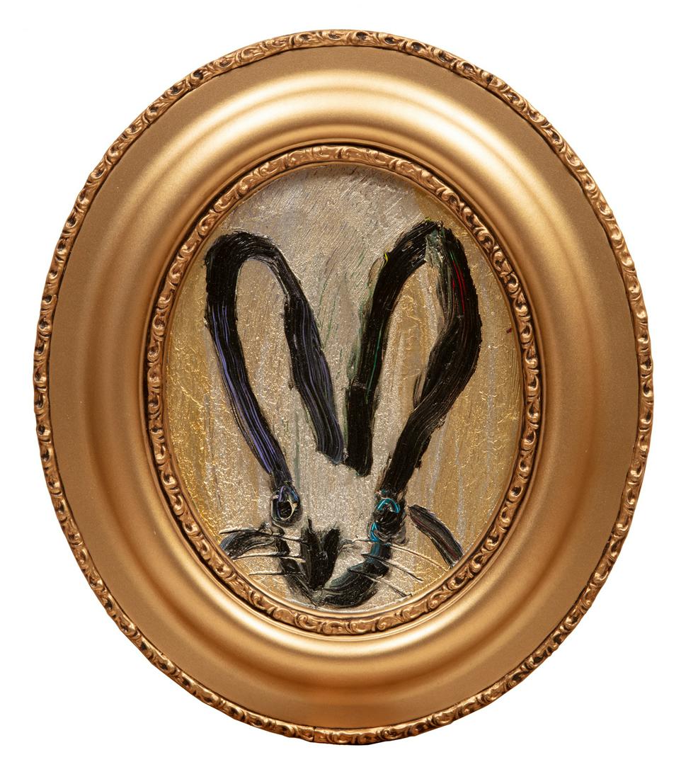 Hunt Slonem (American/Louisiana, b. 1951): Hunt Slonem (American/Louisiana, b. 1951), "Tell All", 2021, oil on panel, signed, titled, dated and inscribed en verso, 9 3/4 in. x 7 7/8 in. (oval), framed.