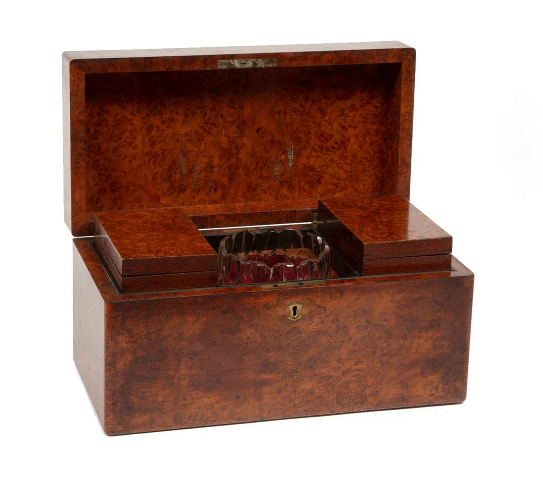 Antique English Burlwood Tea Caddy (1 of 6)