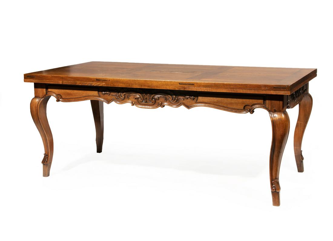 French Carved Walnut Draw Leaf Dining Table (1 of 4)