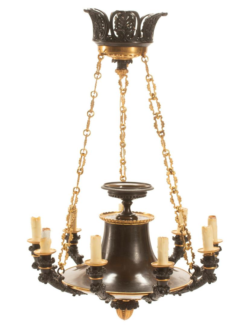 Empire-Style Patinated and Gilt Bronze Chandelier (1 of 4)