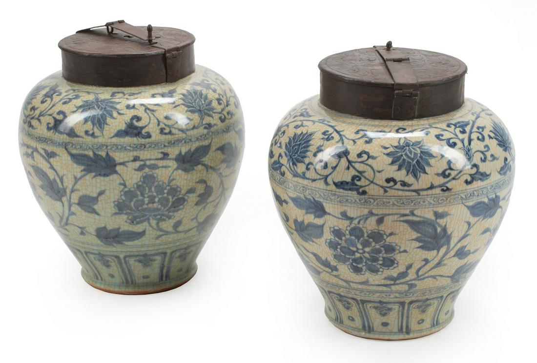 Chinese Iron-Mounted Porcelain Tea Storage Jars (1 of 3)