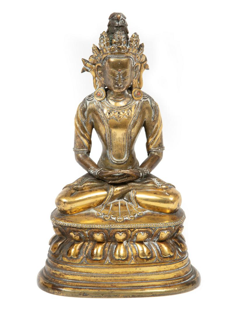 Chinese Hardstone Embellished Gilt Bronze Figure (1 of 11)