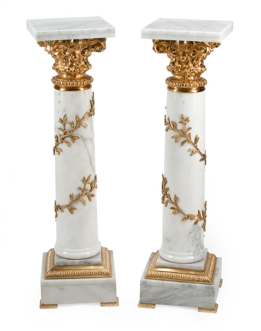 Louis XVI-Style Bronze-Mounted Marble Pedestals (1 of 4)