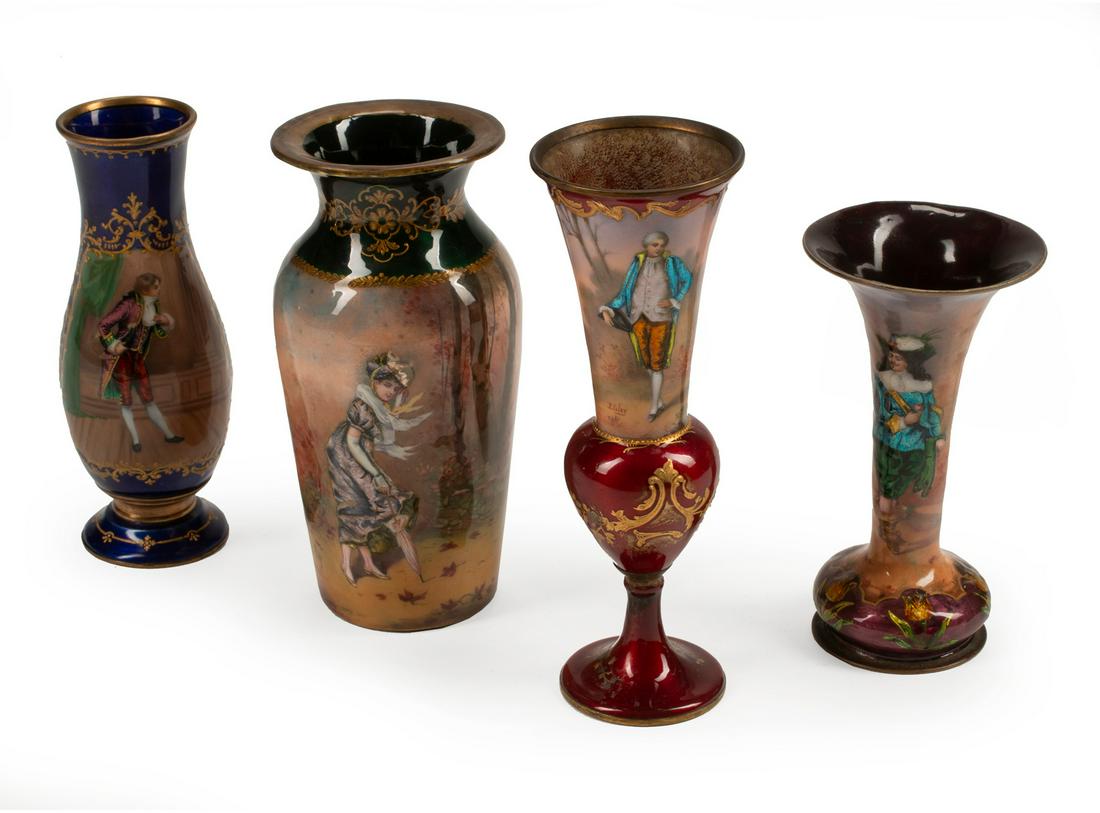 Four French Enameled Copper Vases (1 of 4)
