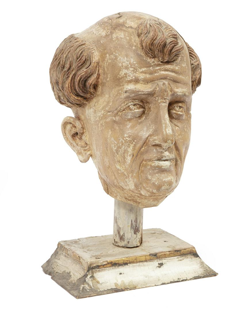 Continental Carved Wood Portrait Bust of a Man (1 of 3)