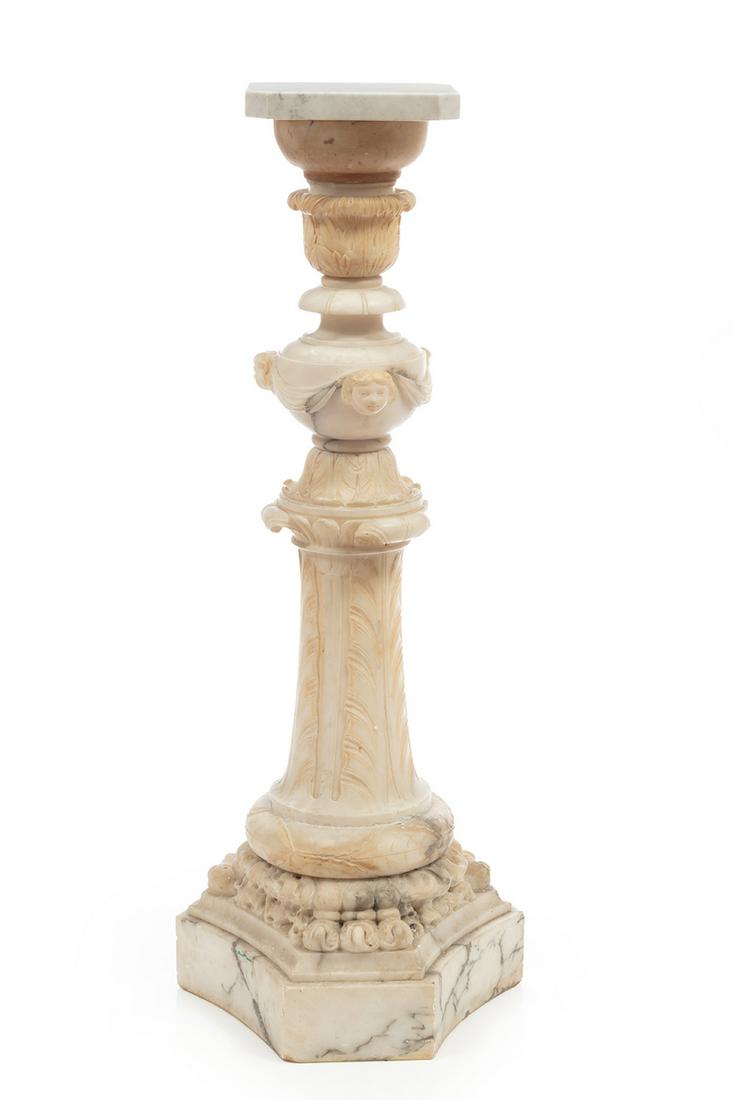 Continental Carved Marble and Alabaster Pedestal (1 of 3)