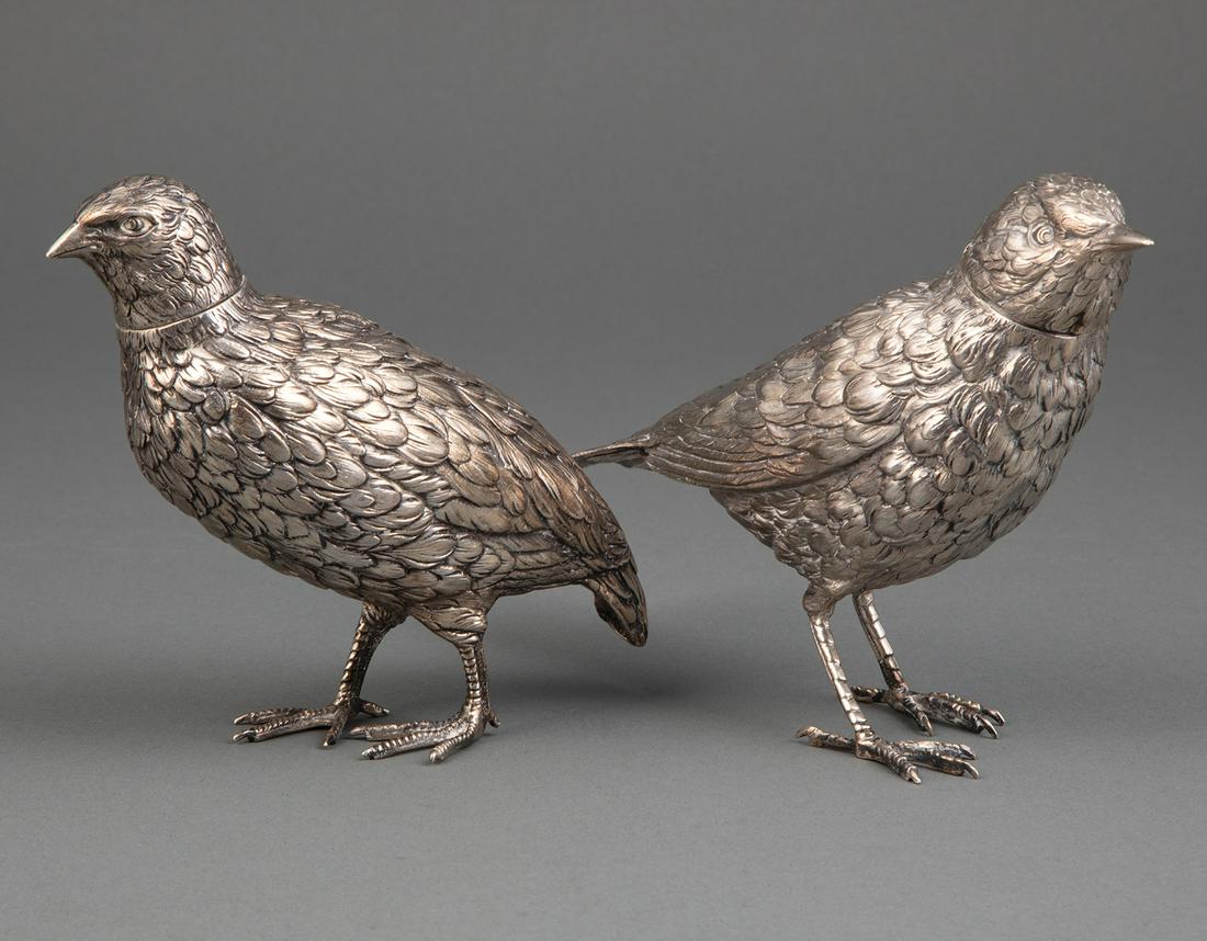 Pair of Continental .833 Chased Silver Castors (1 of 3)