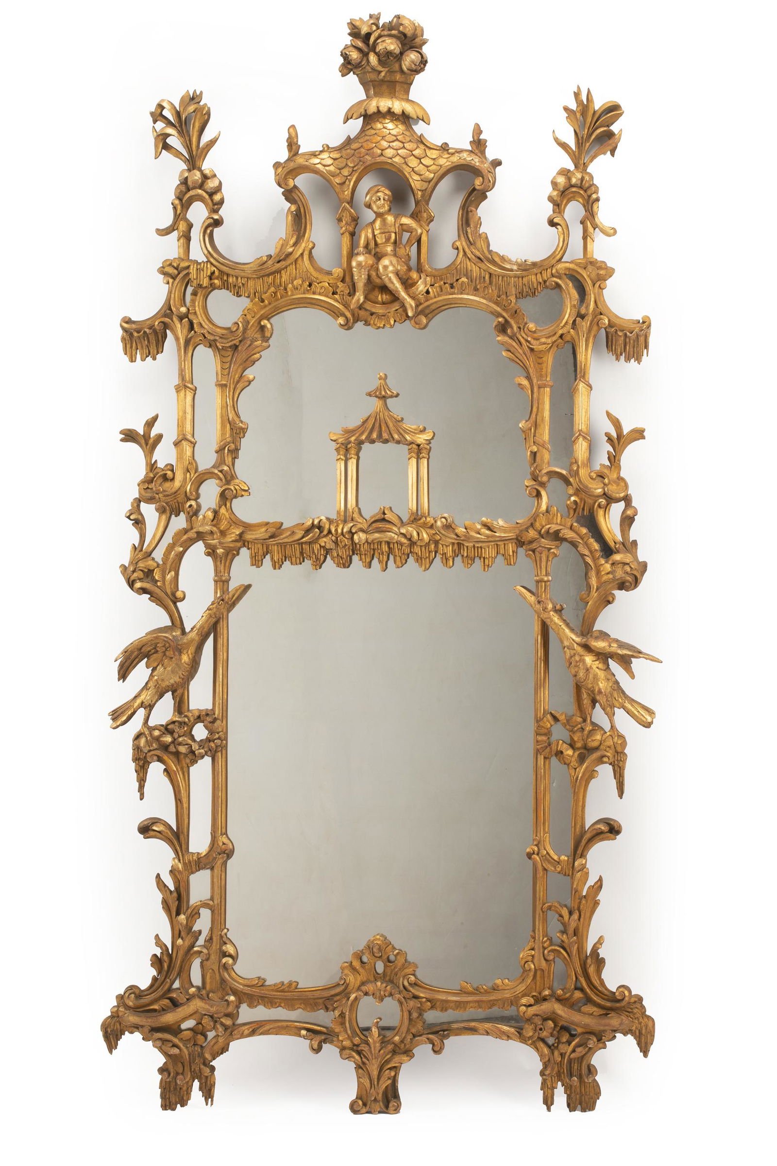 Chinese Chippendale-Style Carved Giltwood Mirror (1 of 4)