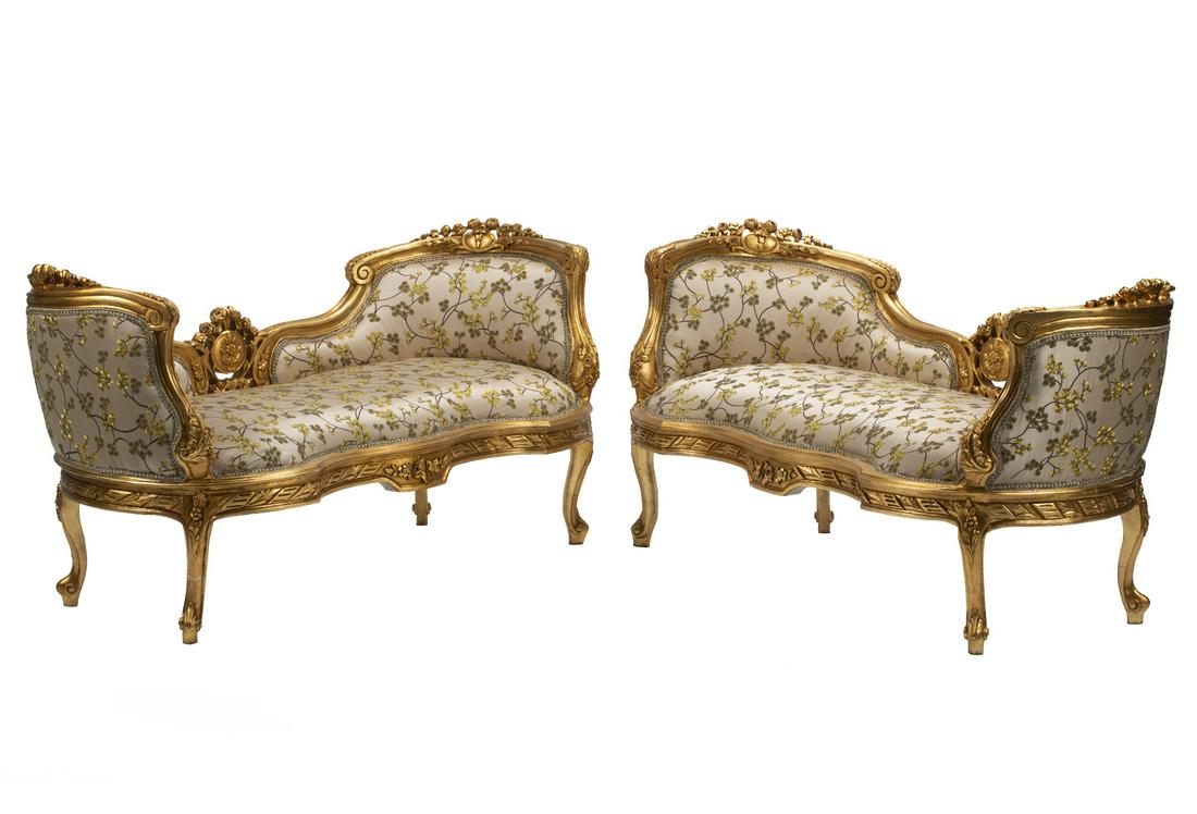 Louis XV-Style Carved Giltwood Window Benches (1 of 4)