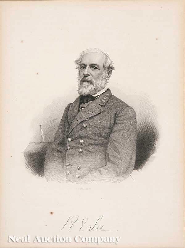 Engraving of General Robert E. Lee: Engraving of General Robert E. Lee, engraved by J. Rogers, Sr., signed by sitter in plate, sight 9 in. x 6 1/2 in., framed