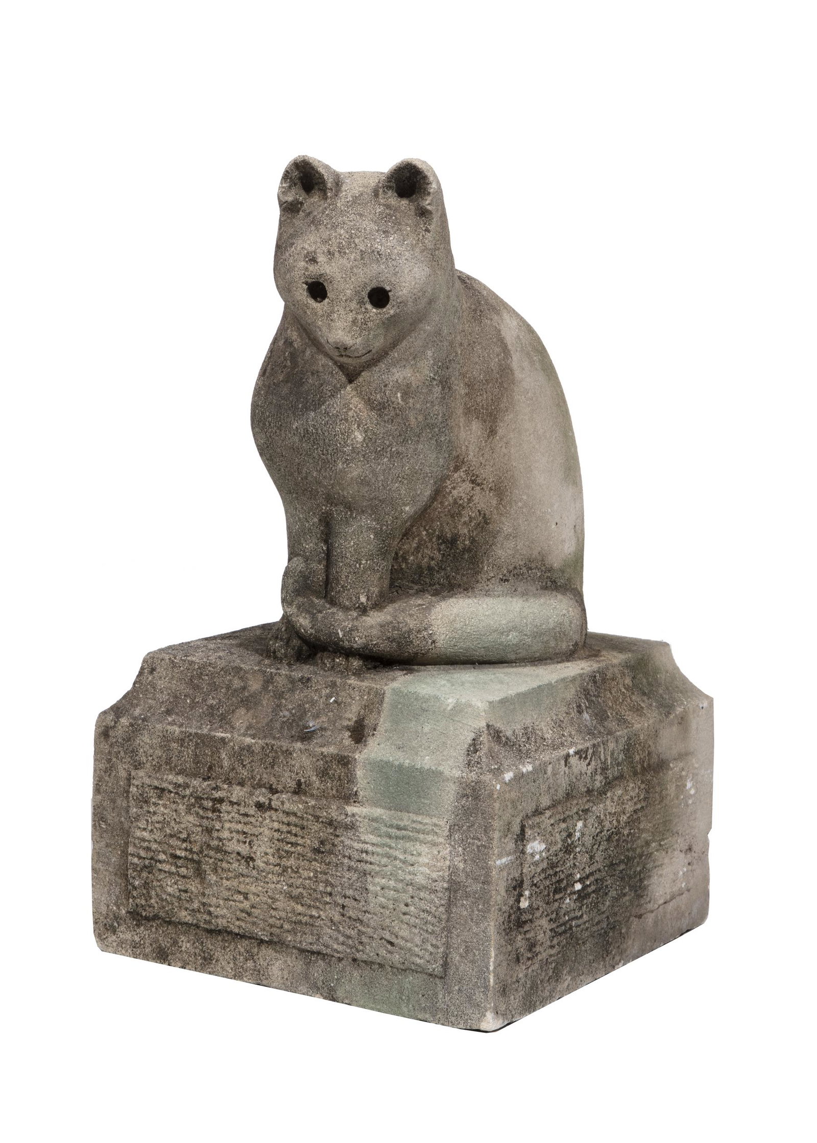 French Carved Limestone Figure of Cat (1 of 2)
