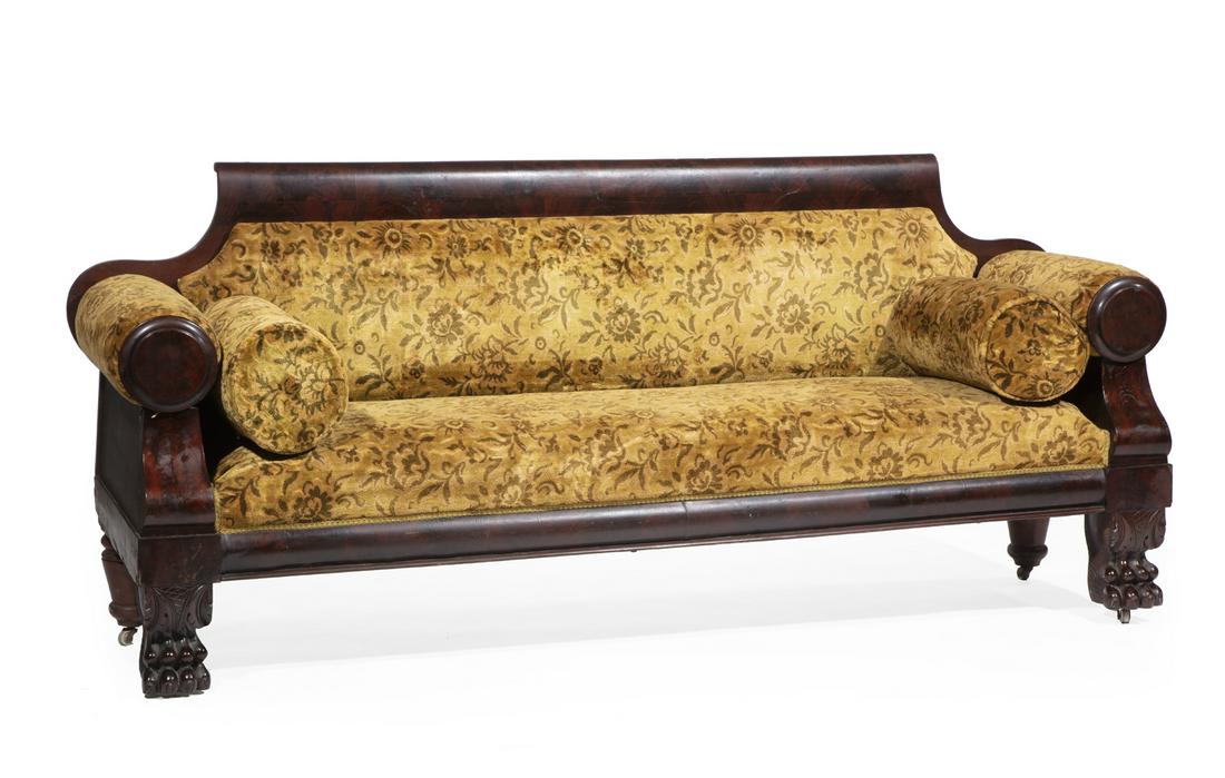 American Classical Carved Mahogany Sofa (1 of 3)