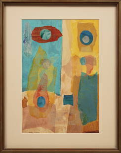 Dorothy Morang (American, 1906-1994): Dorothy Morang (American, 1906-1994) , "Abstract Composition", 1971, collage on paper, signed and dated lower left, 22 1/2 in. x 15 3/8 in., framed.