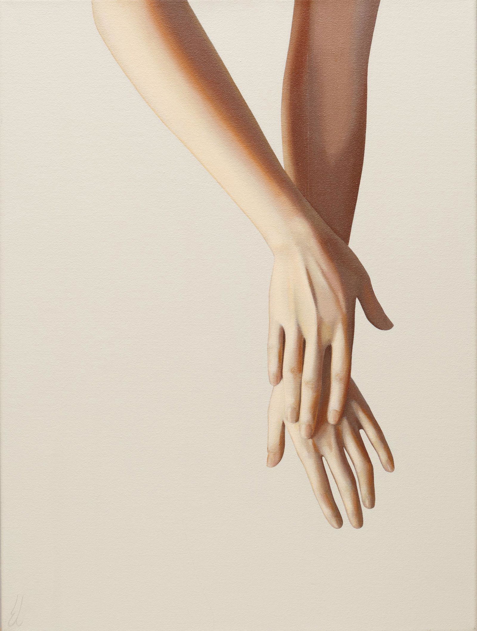 Erin Cone (American/Texas, b. 1976): Erin Cone (American/Texas, b. 1976), "Couplet 1", 2013, oil on canvas, initialed lower left, pencil-signed, titled and dated on stretcher, 24 in. x 18 in., unframed.