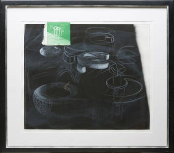 Vernon Fisher (American/Texas, b. 1943): Vernon Fisher (American/Texas, b. 1943), "Rules for Bending Circles", 1993, lithograph, pencil-signed, dated and numbered "10/30" lower margin, 30 in. x 34 7/8 in., framed.